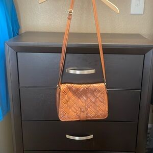 Leather Woven Crossbody Purse